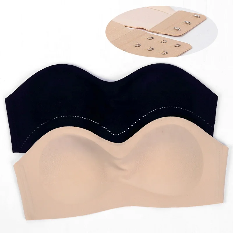 High quality shockproof padded strapless ice silk seamless bra push up fixed non-slip rubber ladies boob tube tops bra for women