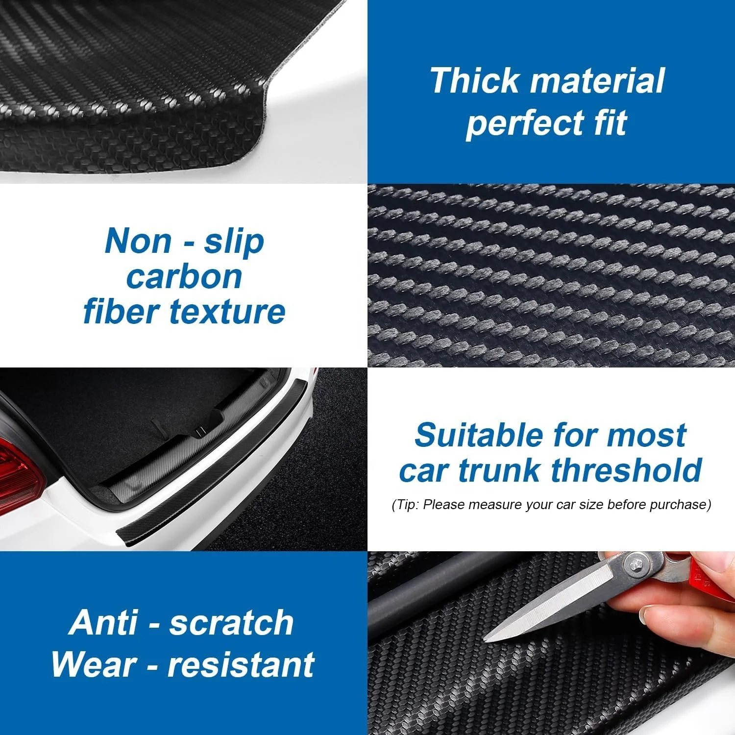 Factory Custom Logo Universal Carbon Fiber Leather Car Rear Tail Trunk Trim Protector Strips