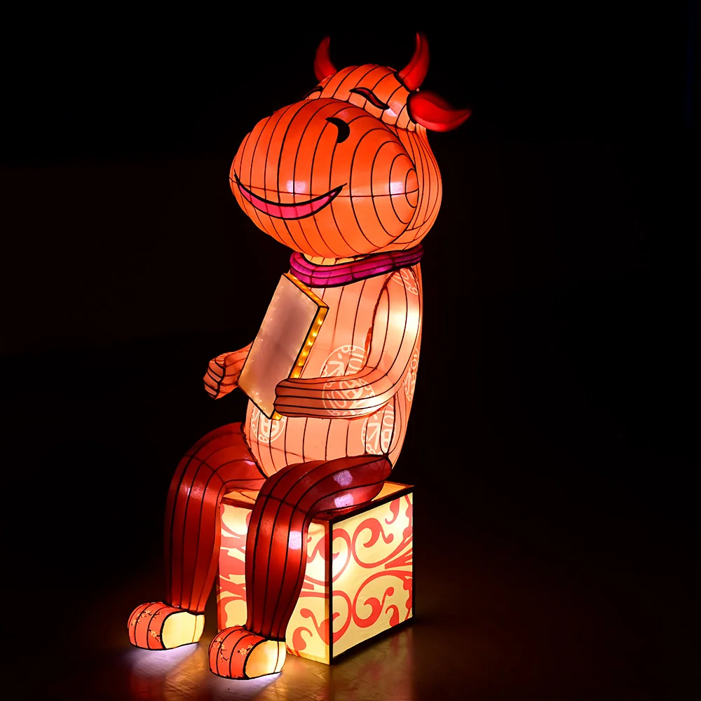 Outdoors OX Motif Lights Animals Traditional Cow Lights Festive Lanterns Halloween Decorative Lighting Decoration