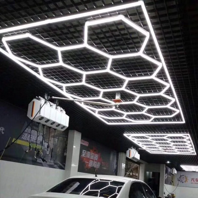 Professional factory produce LED hexagonal workshop light for the car care equipment booth