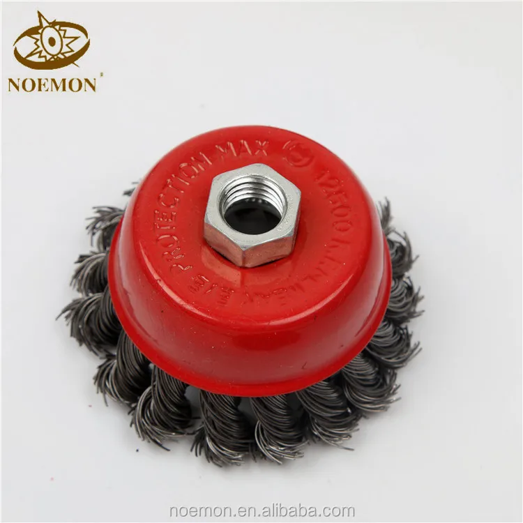 Industrial Cup Circular Drill Brushes Crimped Brass Wire 75mm With Hex Bolt