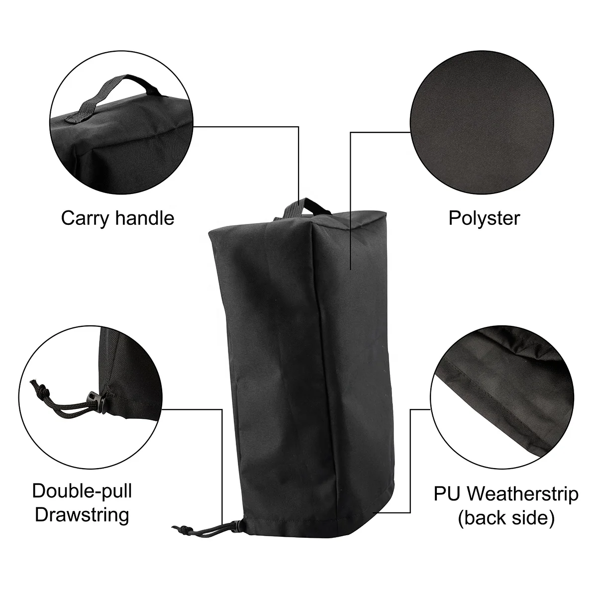 DE0707 Waterproof Electric Tongue Jack Cover Universal RV Travel Trailer Protective 15x17
