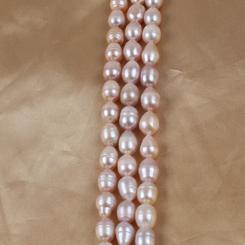 10-11mm B White Pink Purple Natural Loose Beads Real Freshwater Rice Pearl Strand for jewelry making
