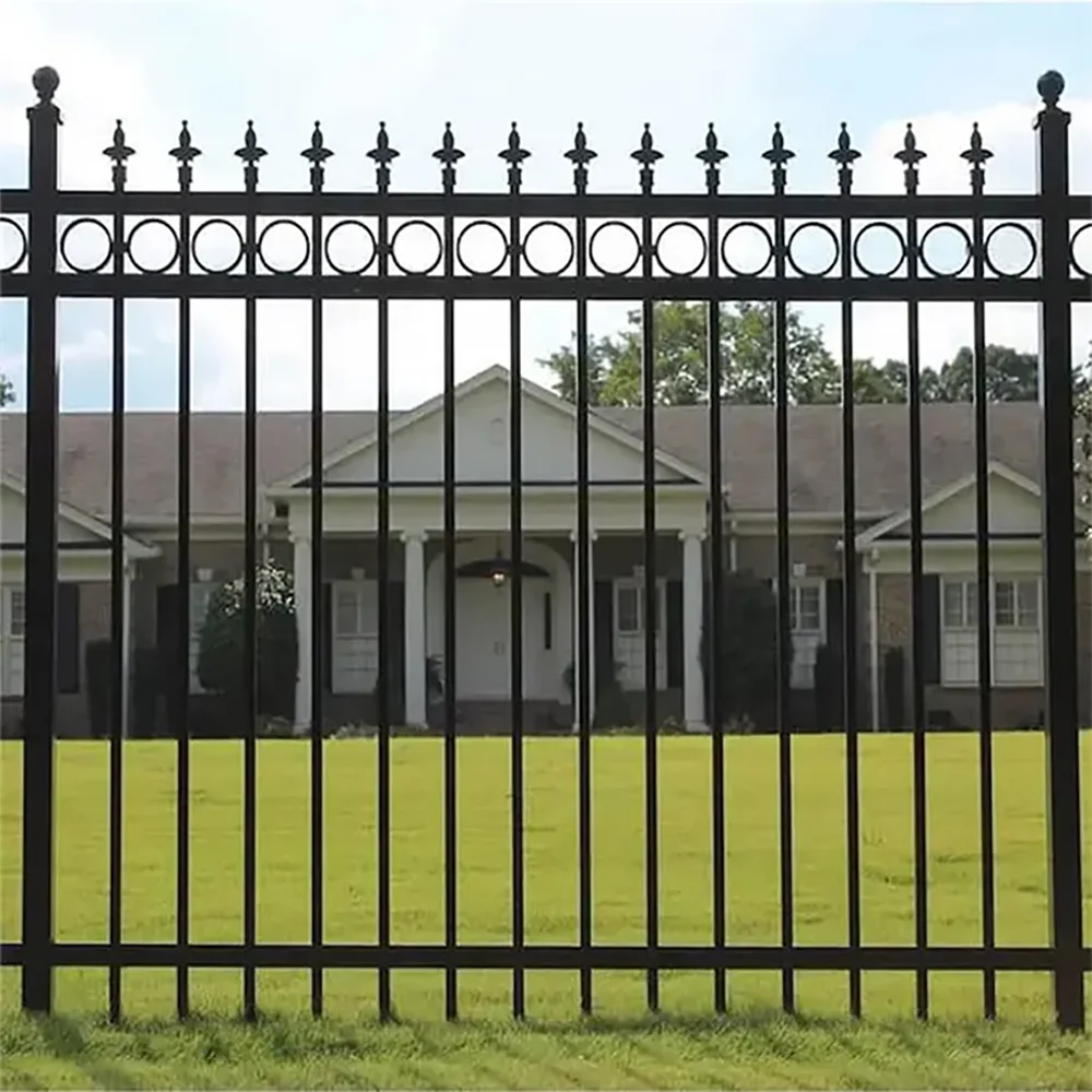 Latest Design Cheap Metal Picket Ornamental Residential Powder Coated Wrought Iron Fence Panels Metal Garrison Fencing