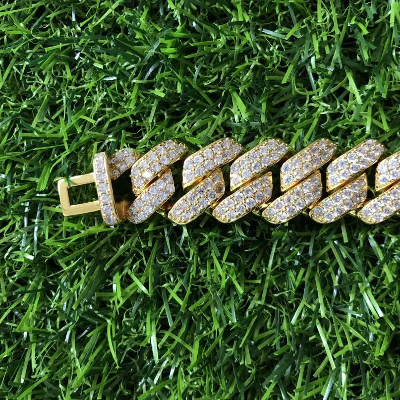 AAA CZ Iced Out 14k 18k Gold Cuban Link Chain