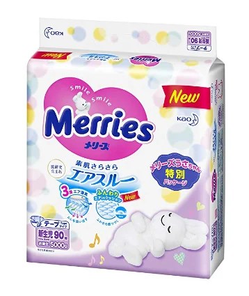
Japan Wholesale KAO Irregularities Fluffy Merries Baby Disposable Diapers 