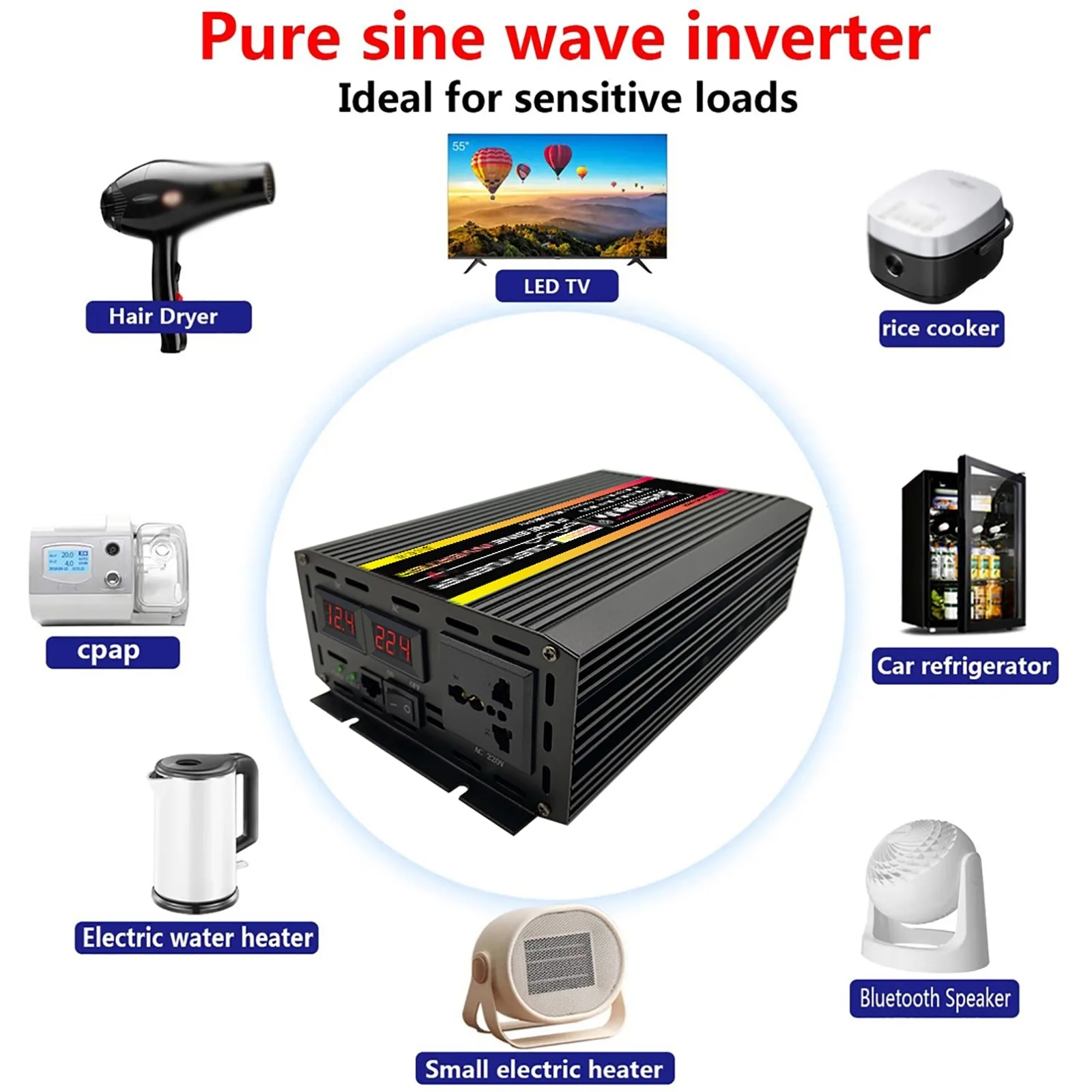 10000W Pure Sine Wave  Dc 12V 24V To Ac 220V Large Power Inverter For Home Outdoor