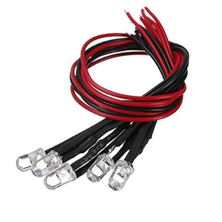 Hot Sale 3mm 5mm Prewired LED Diode White Red Green Blue RGB Candle Pre Wired LED Round Oval Rectangle Flat Top 3V 5V 6V 9V 12V