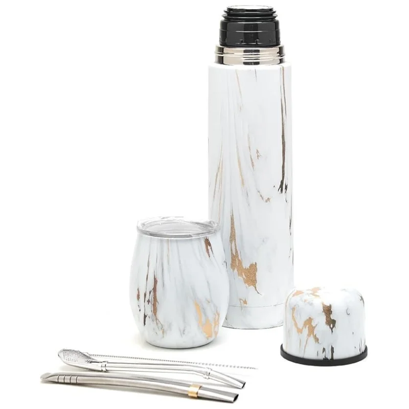 304 Stainless Steel Mate Cup Set 17oz Insulated Cup Plus 8oz Mate Cup With Straw Wash Brush