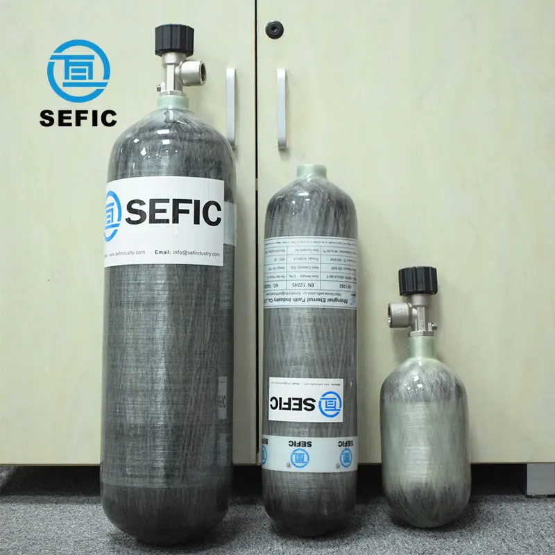 Wholesale 12L Scuba Carbon Fiber Oxygen Cylinders Aluminium Underwater Diving Air Breathing Cylinders or Used For Fire