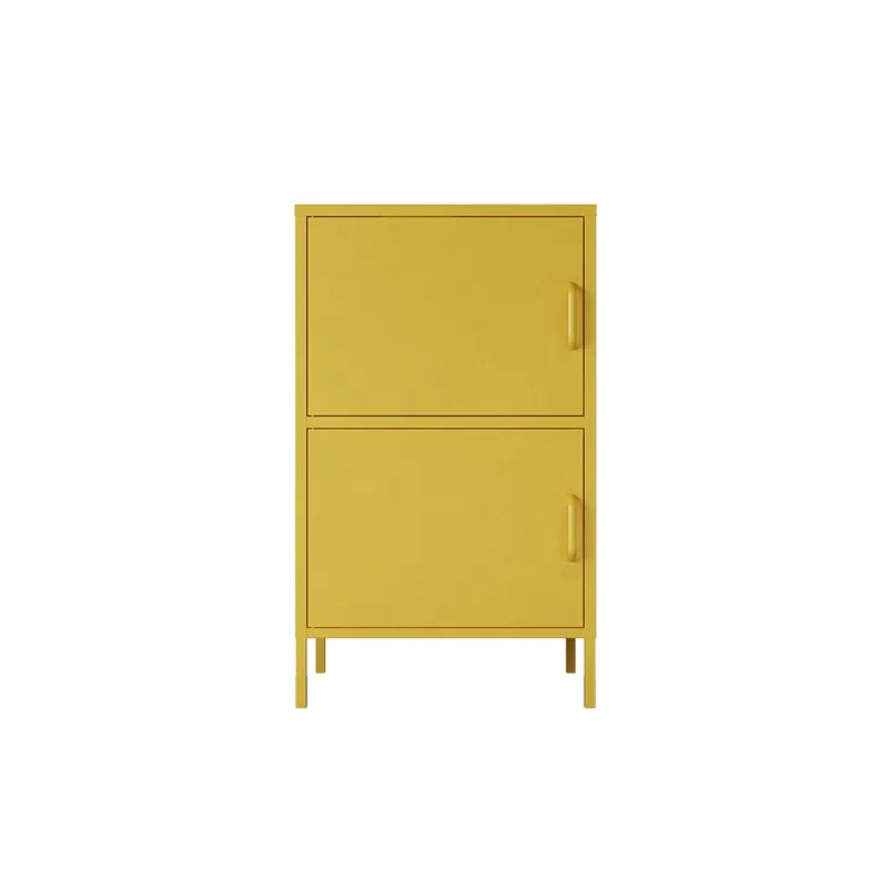 China Manufacturer Metal Living Room Furniture 2 Single Door Mini Locker Thickened New Design 2 Layer Cabinet