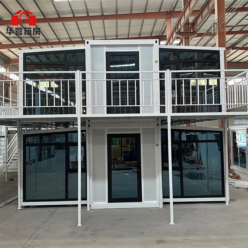 2-Story Expandable Prefabricated Container House 40 Ft & 20 Ft Steel Prefab Villa Hotel Shop Use