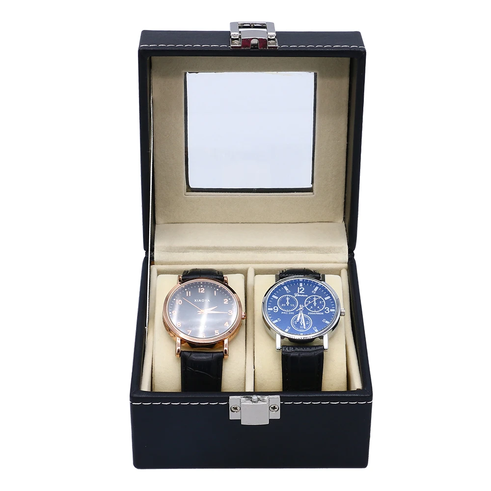 Full carbon fiber PU leather watch storage box display watch organizer box pocket watch box