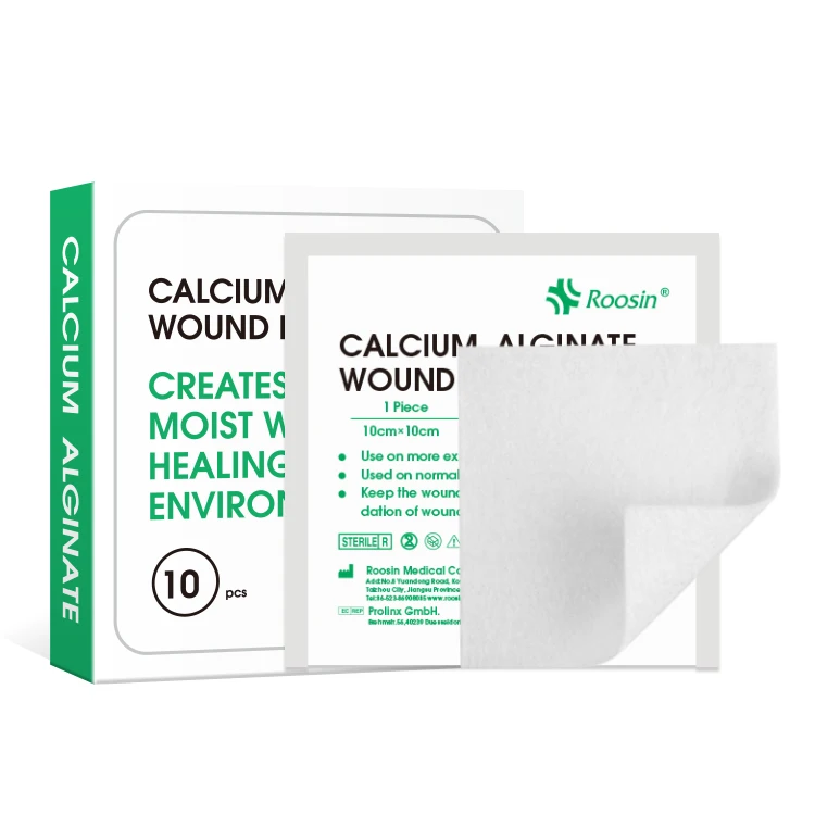 High Exudative Wounds Silver Calcium Alginate Wound Dressing With Silver Gelling Fiber Dressing Hydrophilic Wound Dressing