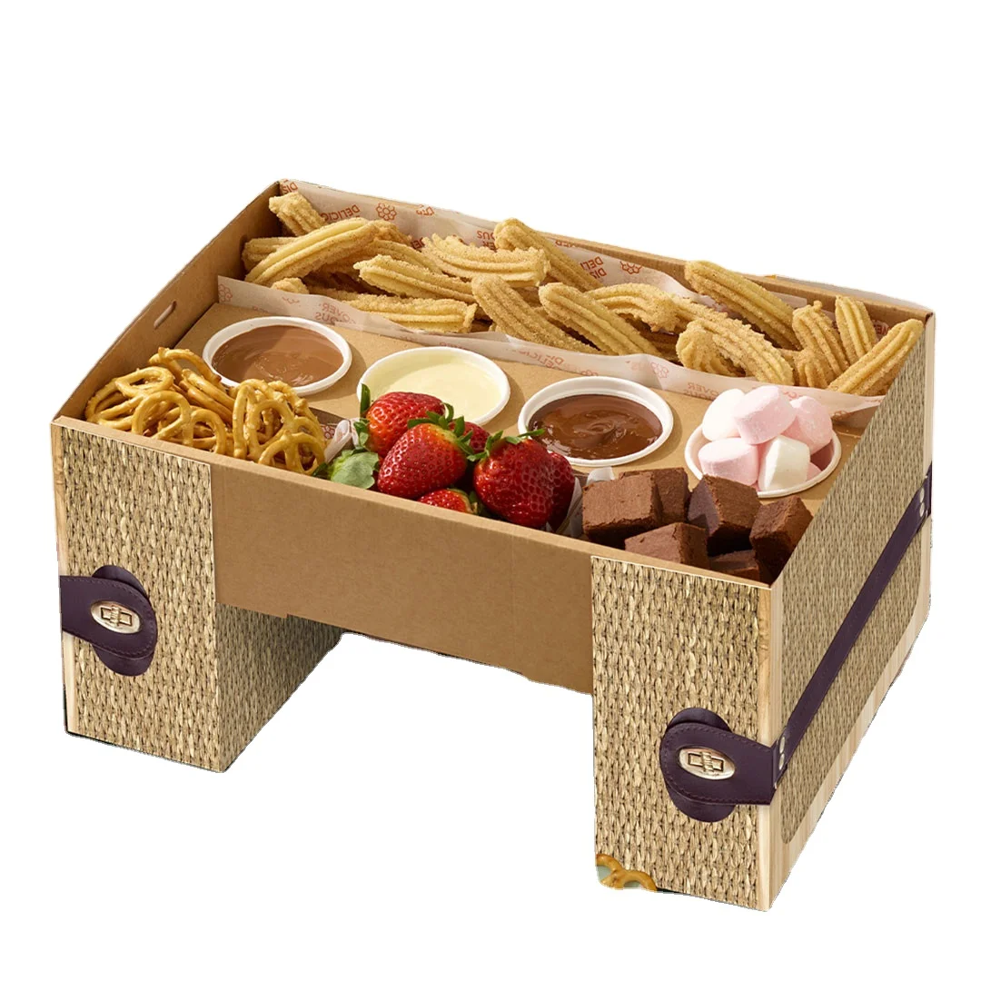 Custom Logo Snack Chips Dips Chipcuterie Grazing Potato chip dip recipe food Platter paper box food packaging with compartment
