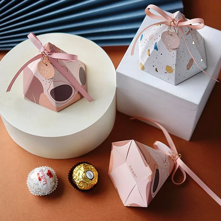 Pyramid Bronzing Paper Sweet Gift Candy Box For Wedding Party Decoration Gifts Boxes