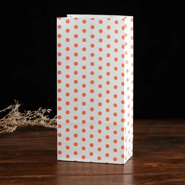 Amazon hot sell spot dot color square bottom paper bag creative party candy bag party food packaging bag