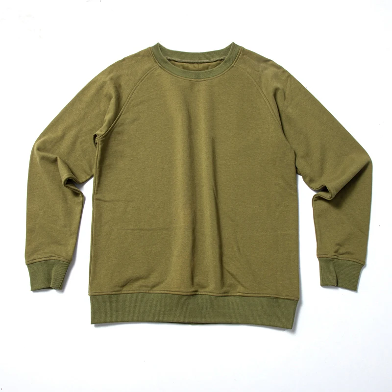 China Factory Supply Cotton Polyester Anti-Pilling Army Green French Terry  Men Pullover Hoodies