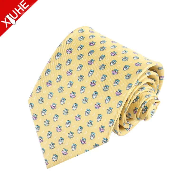 Handmade Fashion Design Men Tie Cartoon Pattern Silk Necktie Custom Printed Silk Men Ties