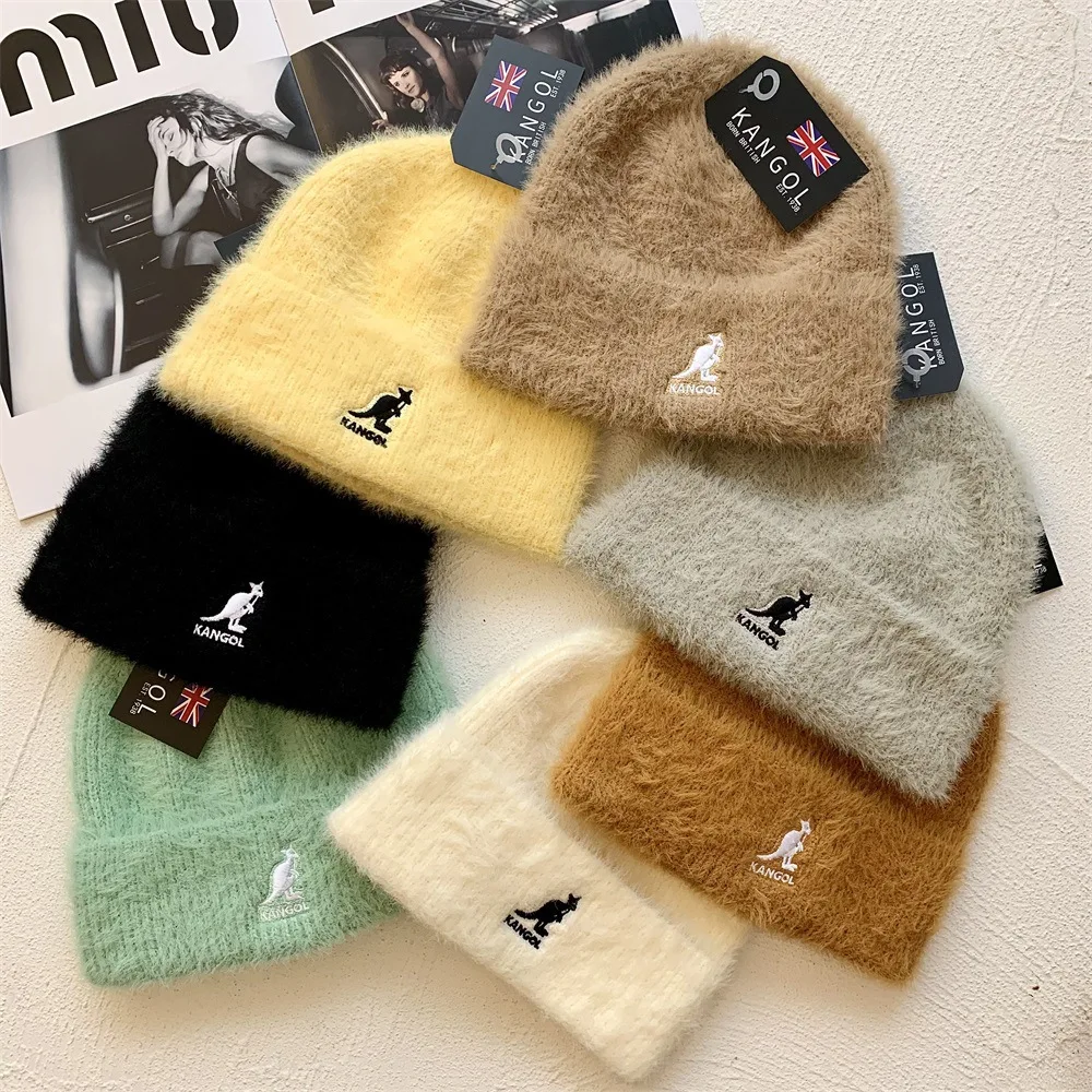 high quality Embroidery logo Solid Fashion knit beanie mohair Soft  Ethical  Mohair Wool Hat for women