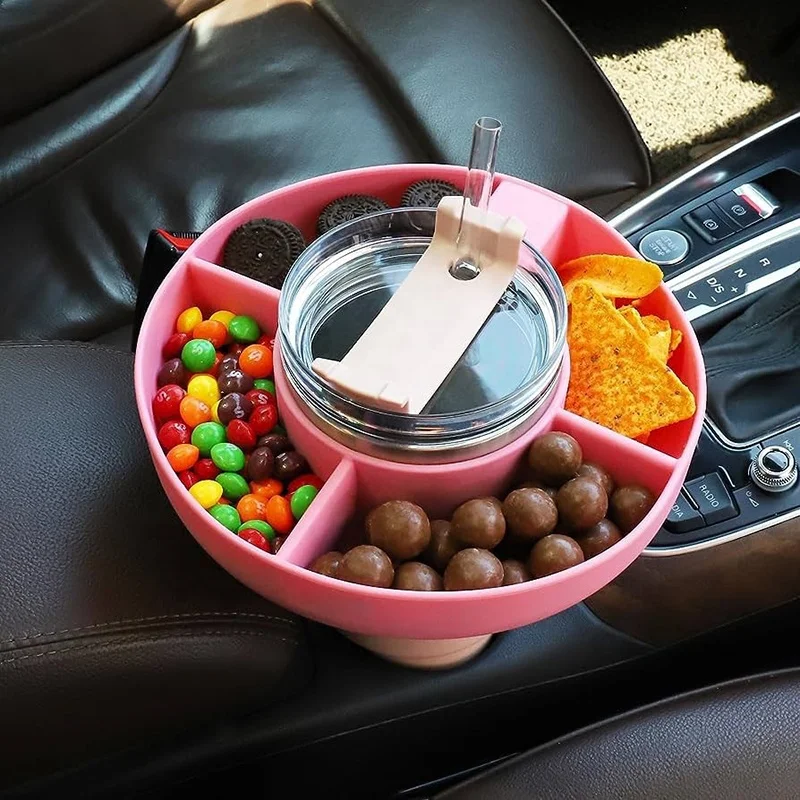 New Custom Design Silicone Snack Tray Snack Bowl for Stanley 40 oz Tumbler with Handle