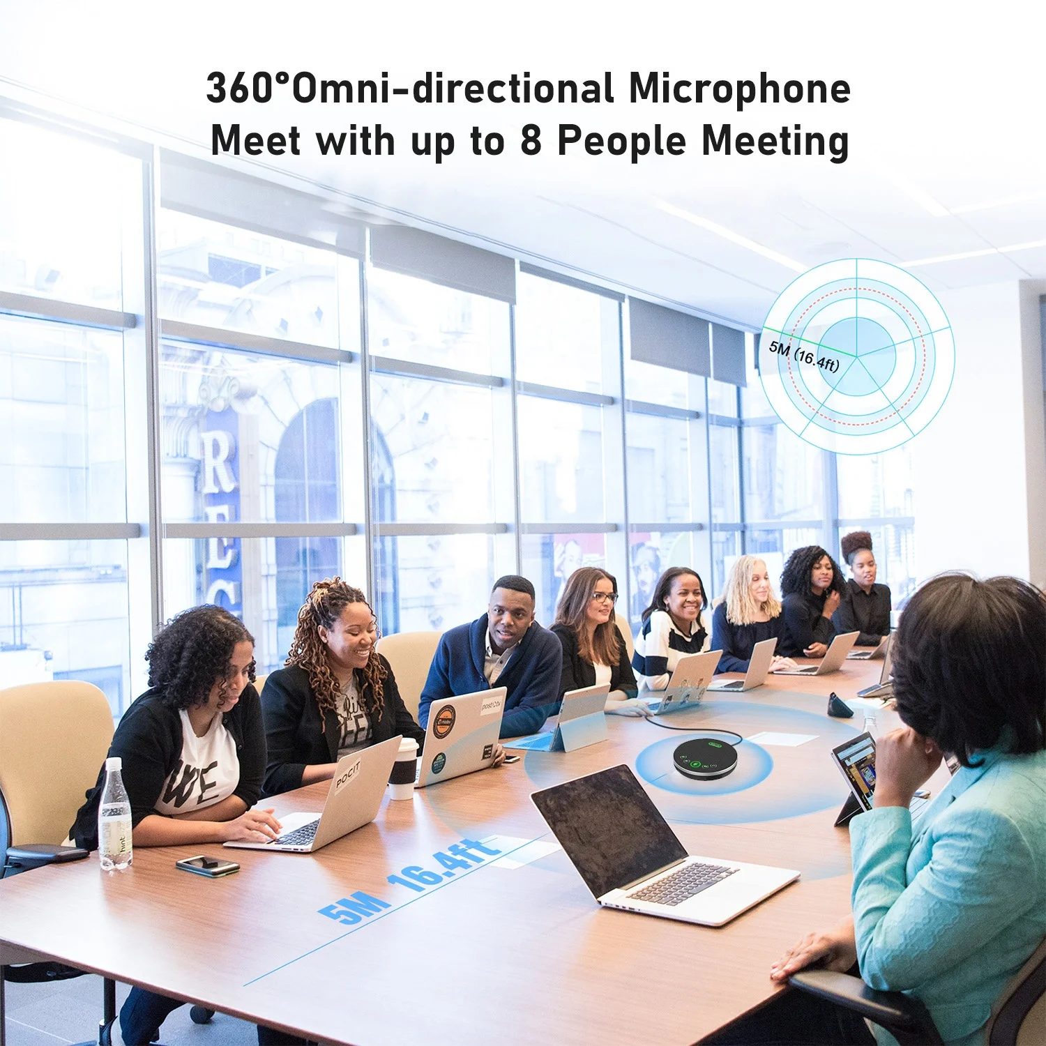 USB Speakerphone Built-in Full Duplex 360 Voice Pickup AI Microphones Conference Speaker for Video Conference Gaming Chatting Sk