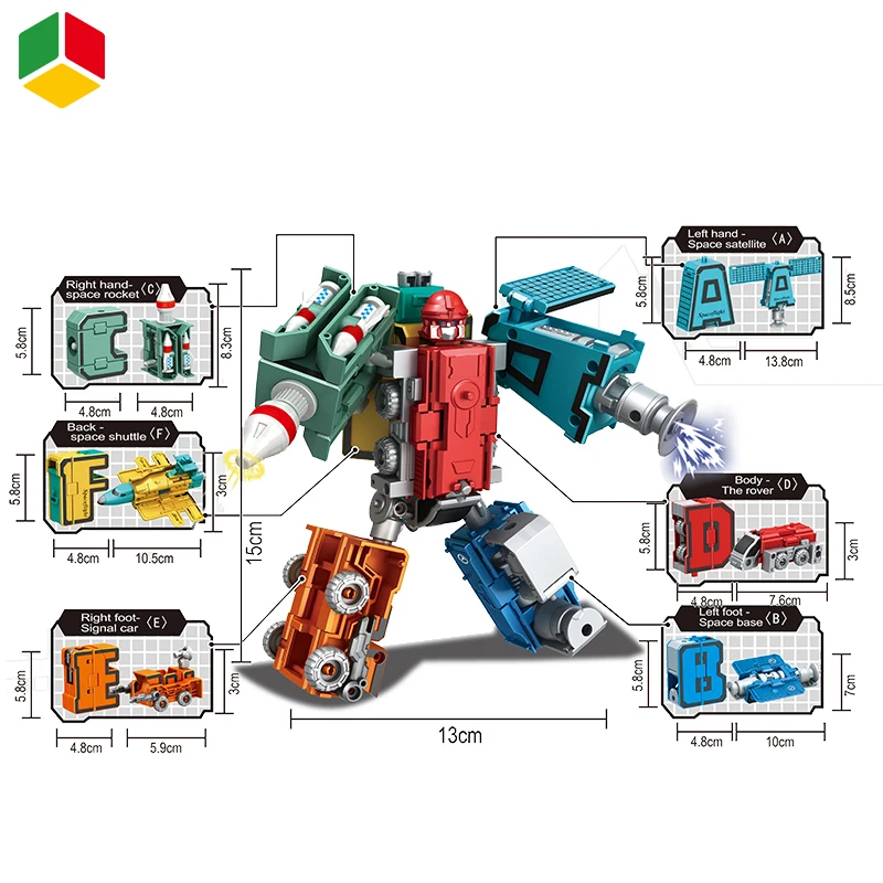 QS Educational Robot Toy DIY Alloy Letter Combination  Alphabet Transfomable Robot Toy