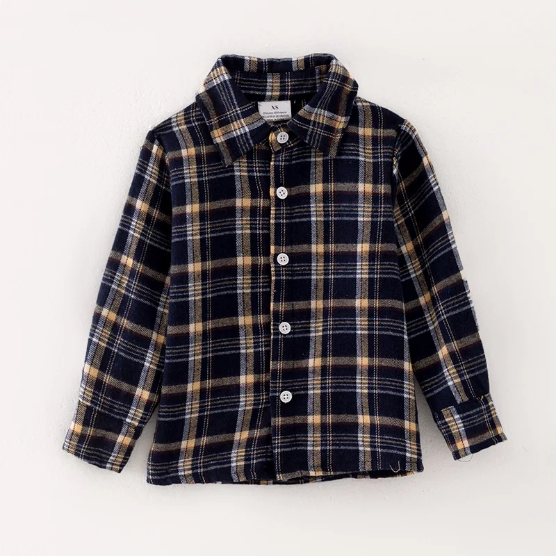 Baby Boys Plaid Shacket Cozy Fall Winter Checkered Button-Up Jacket Kids Warm Fleece Coat In Stock Ready to Ship