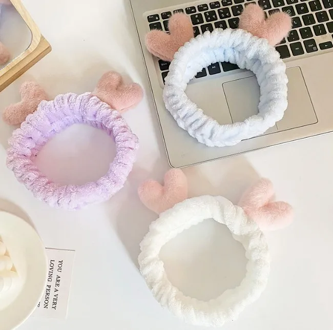 New Style Winter Deer Angle Elastic Hair Bands Plush Pine Tight Face Hairbands Washing Headbands For Women Hair Accessories