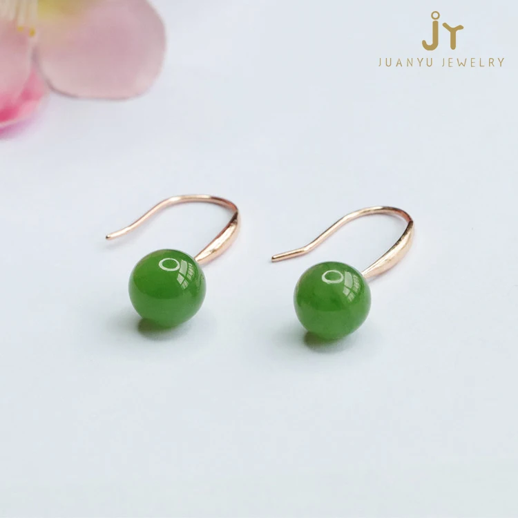 Wholesale 925 Sterling Silver Jasper Earrings Fashion Jewelry Gemstone Earrings Natural Stone Hetian Jade Drop Earrings