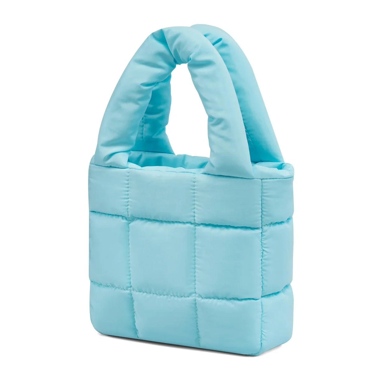 mini puffy tote handbag hobo quilted with soft padded down portable winter lady women puffer tote bag