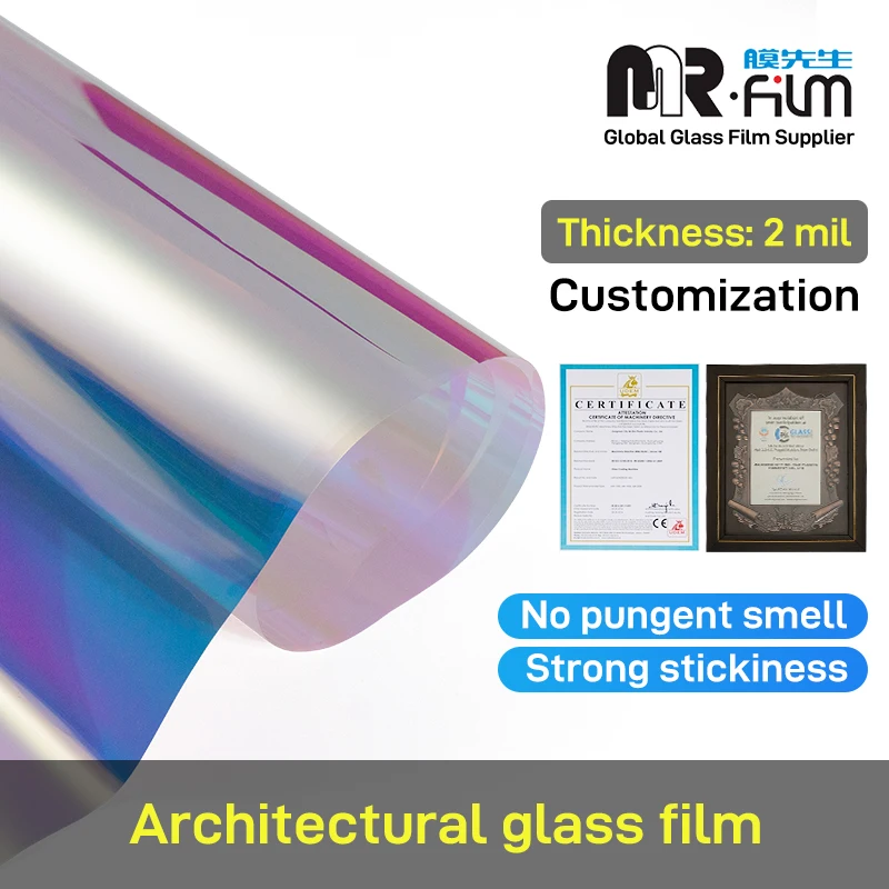 PET 30m Holographic clear window film iridescent window decoration glass iridescent Film