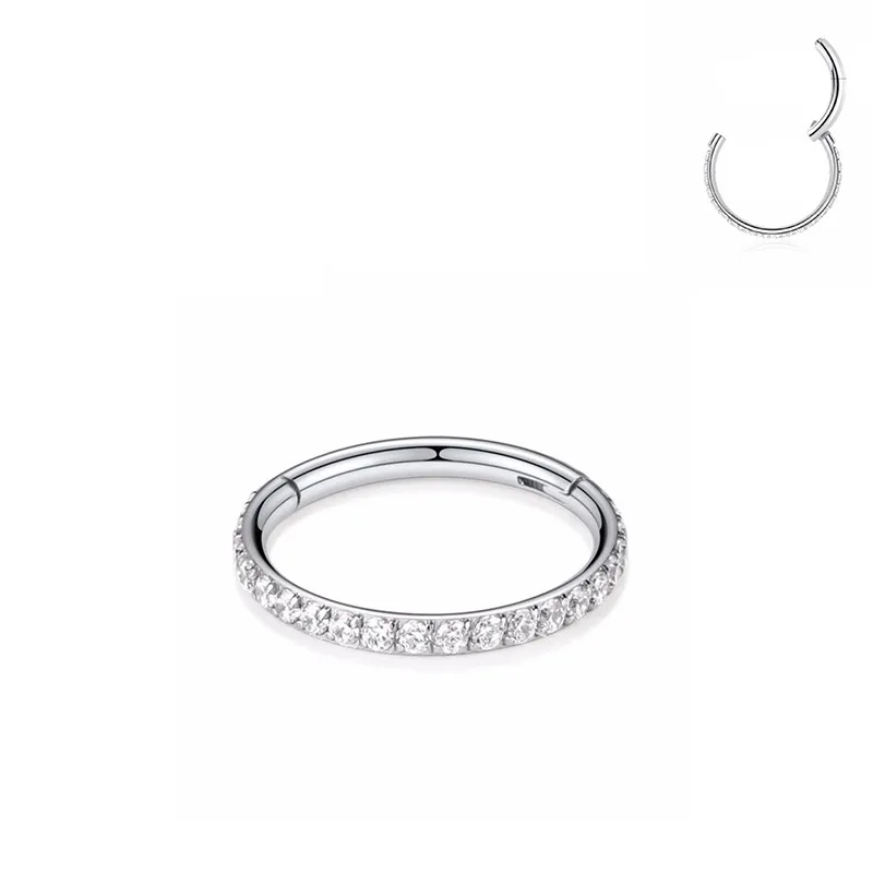 Woman Piercing Ring 316L Stainless Steel Jewelry Micro Pave Zircon Septum Nipple Clicker Wedding Gold Nose Ring