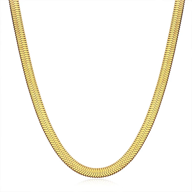 Simple New Jewellery Gold Chain Gold Plated Flat Snake Bone Choker Necklaces for Party