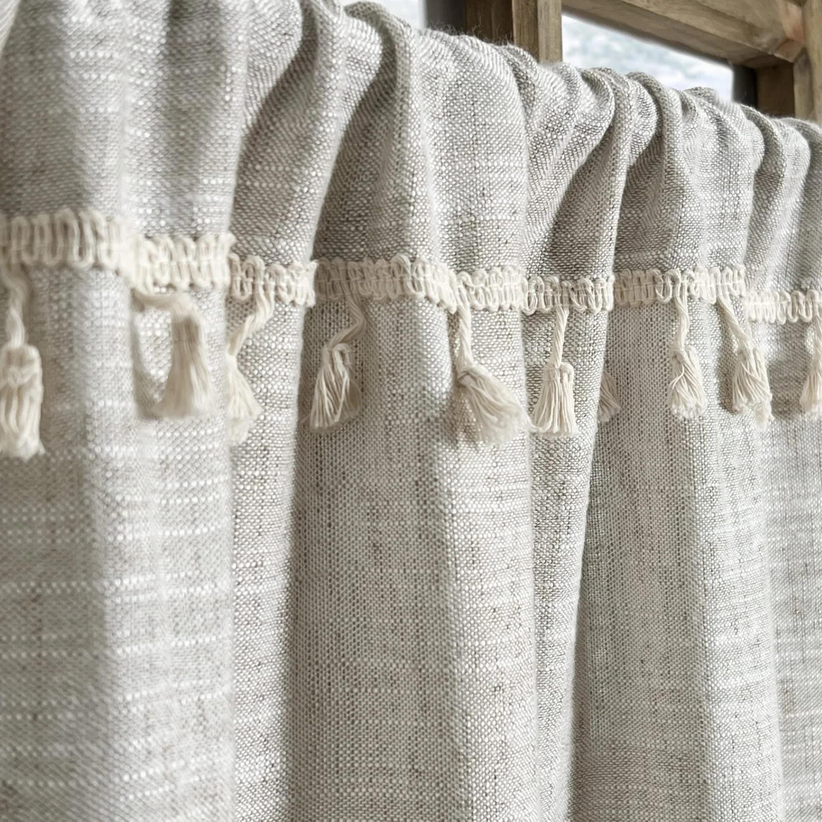 Bindi Bohemian Decor Tassel Kitchen Valances for Windows Modern Farmhouse Cotton Linen Valance Curtains