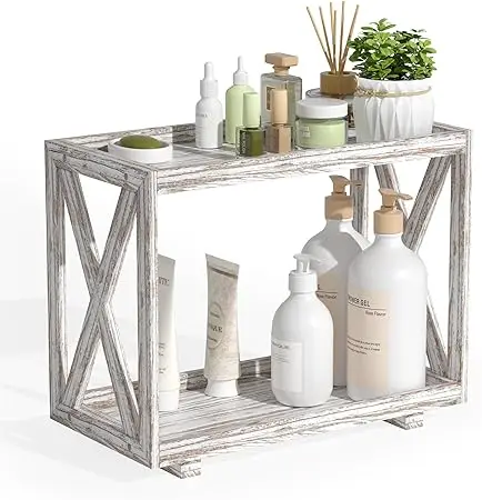 Bathroom countertop storage box storage rack, 2 layer storage, can store cosmetics, toiletries, skin care products, etc.