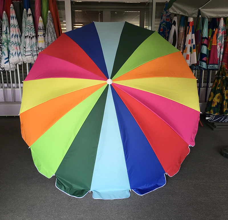 Sun Beach Umbrella Size 2.6m 2.4m 2m Steal Pole With Custom Logo Print For Promotion Use Color Outdoor Parasol Umbrellas