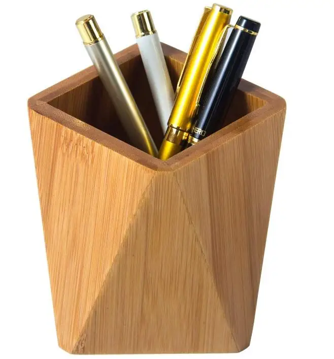 Bamboo Wood Desk Pen Pencil Holder Stand Multi Purpose Use wooden Cup Pot Desk Organizer