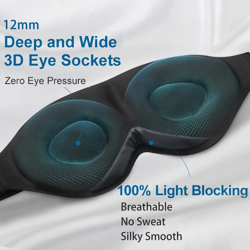 100% Blackout Sleeping Mask for Men Women, Soft and Comfortable Sleeping Mask for Blocking Light Eye Mask for Sleeping