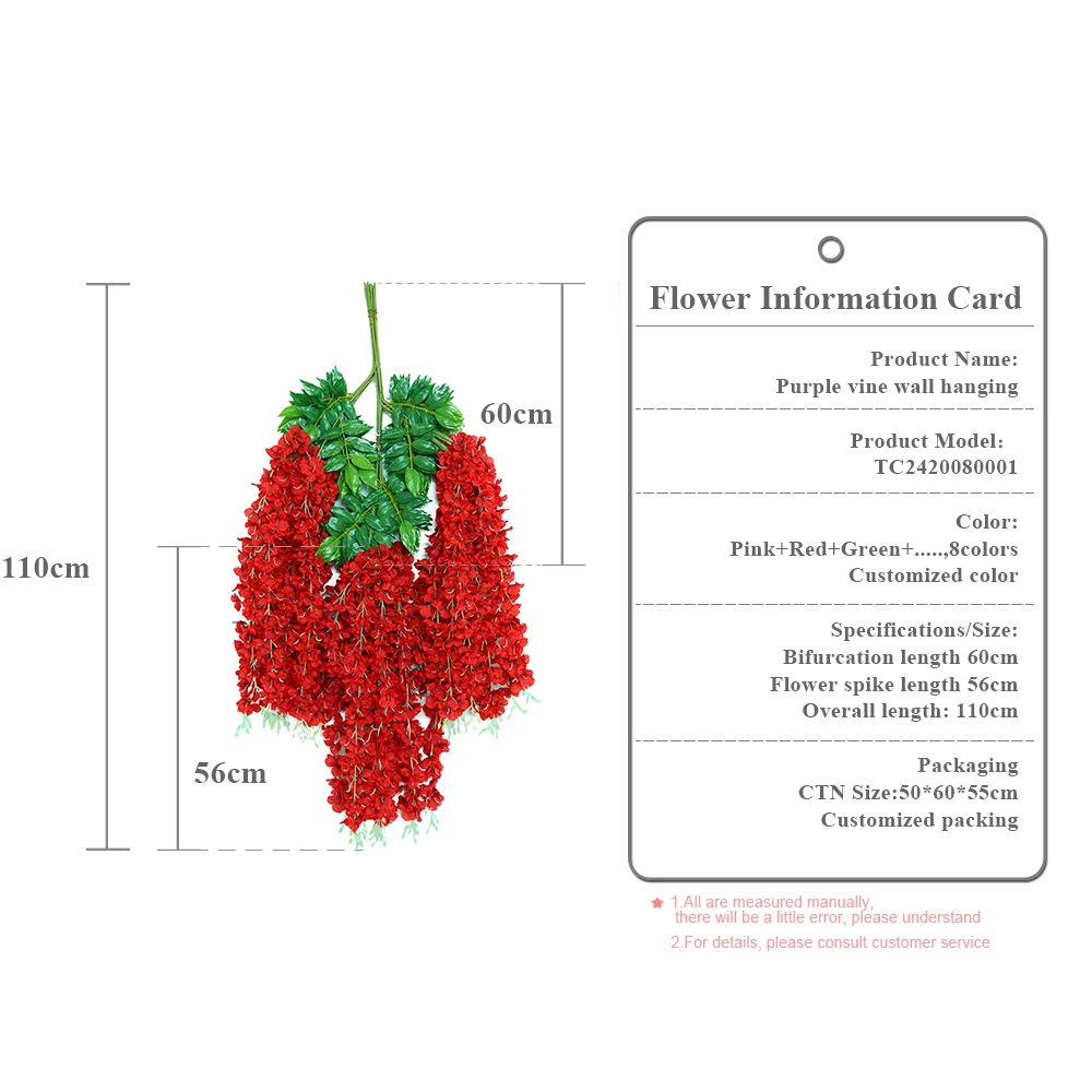 Imitation Ivy Artificial Wedding Ceiling Decoration Faux Silk Green Pink Fake Wisteria Hanging Flower Vine Garland