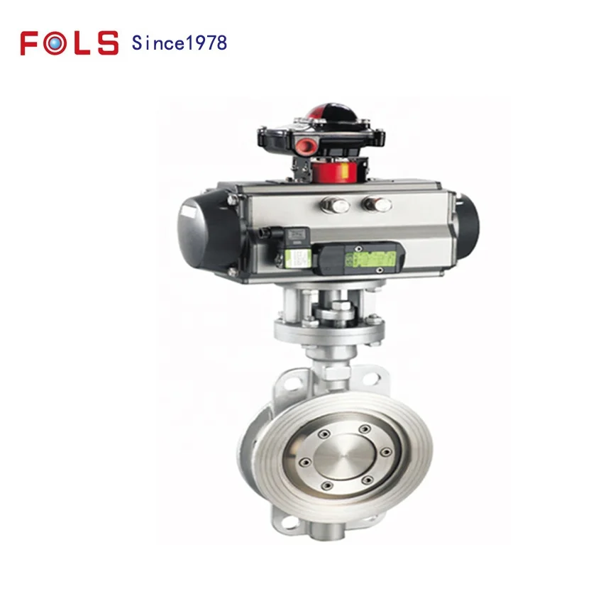 DN150 PN16 SS304 Pneumatic Clamp Hard Sealing Metal Seal Wafer Type Butterfly Valve