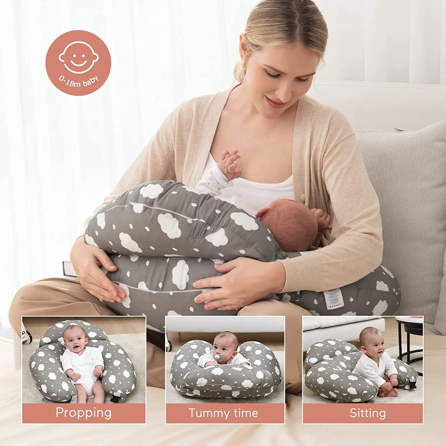 Factory Breast Feeding Pillow Baby Breastfeeding Nursing Pillow Baby Nursing Pillows for Breastfeeding Support with Waist Strap