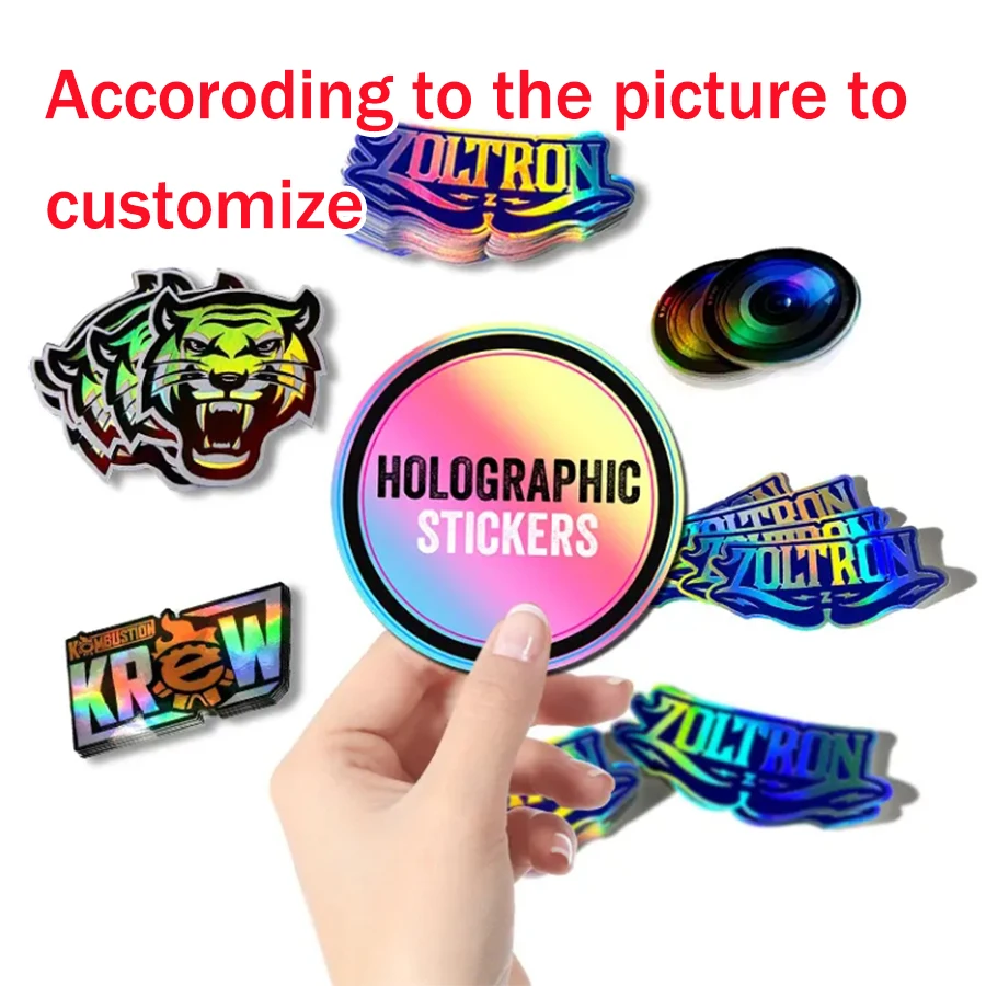 Hot Selling Custom Stickers High Quality Holographic Labels and Various Vinyl Plastic PET Materials with Glossy Finish