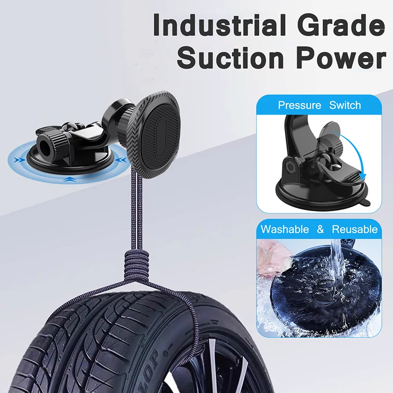 Universal Magnetic Car Phone Holder Suction Cup Phone Mount Dashboard Cell Phone Holder with 360° Adjustable Magnet Head