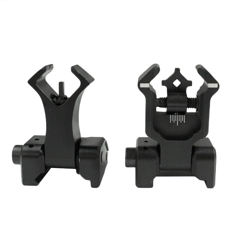 AR 15 Tactical Flip up Front Rear Sights Set Iron Diamond Apertures Dual Windage Adjustment Picatinny Iron Sights