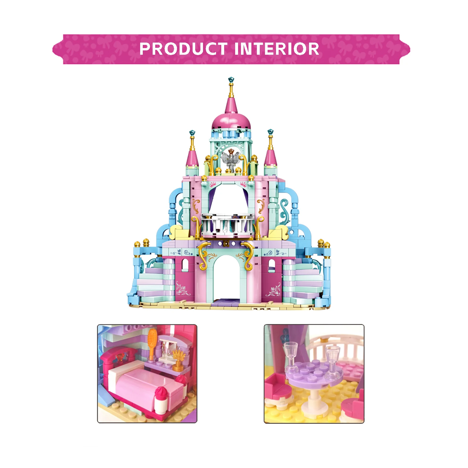 540pcs Particle Bricks Castle Building Blocks Fairy Tales Romantic Princess Prince Wedding Castle Self-assembly Building Bricks