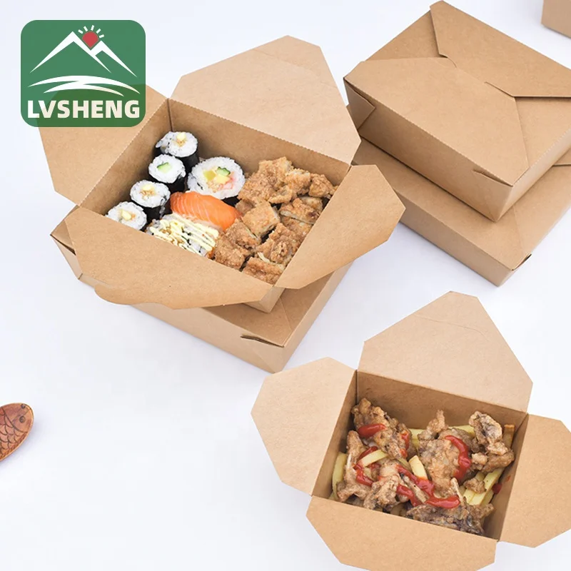 Disposable biodegradable paper food deli delivery container