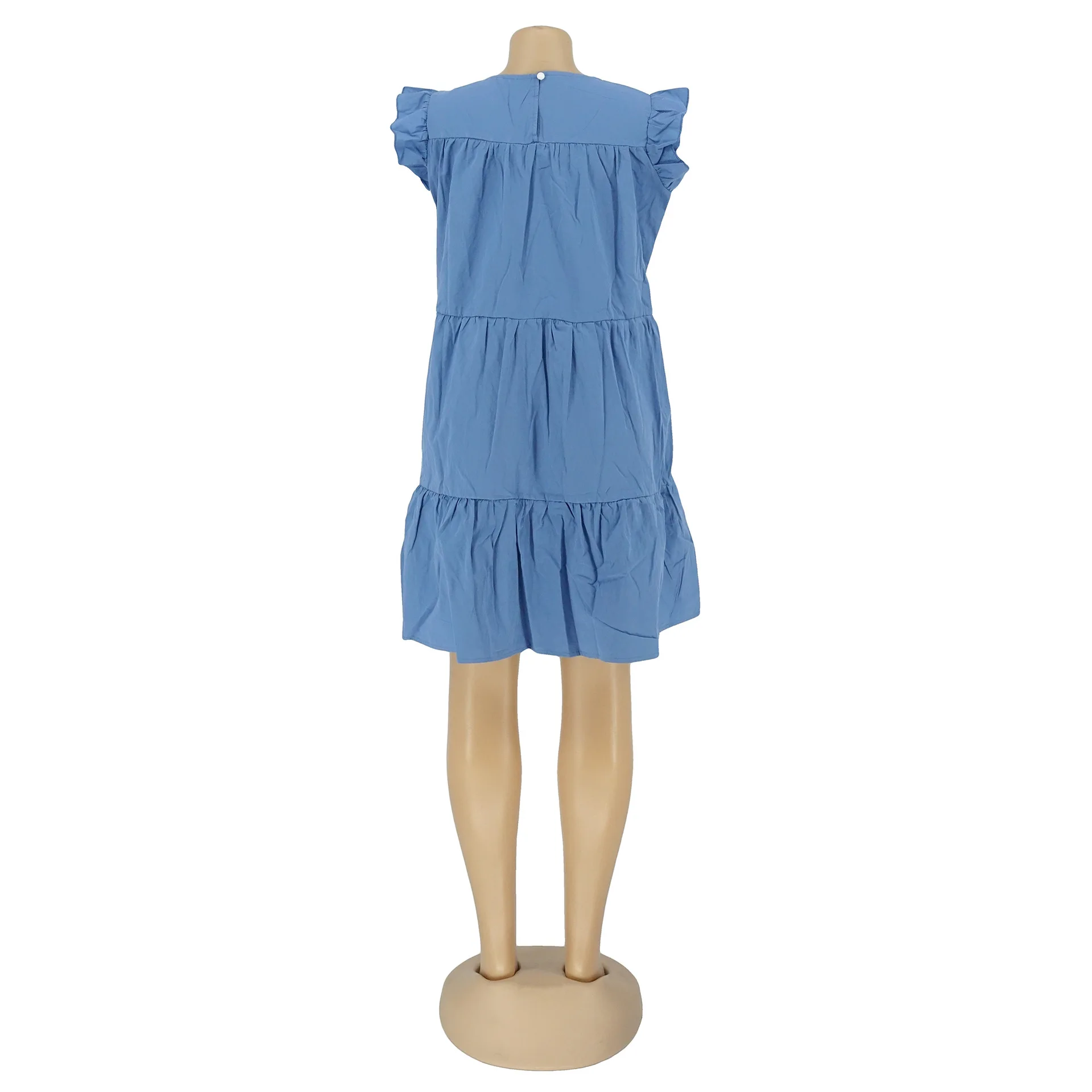 Sweet Plaid Color Plus Size Women Dresses Africa Tilt Up Edge Sleeveless Summer Skirt T-shirt Casual Dress