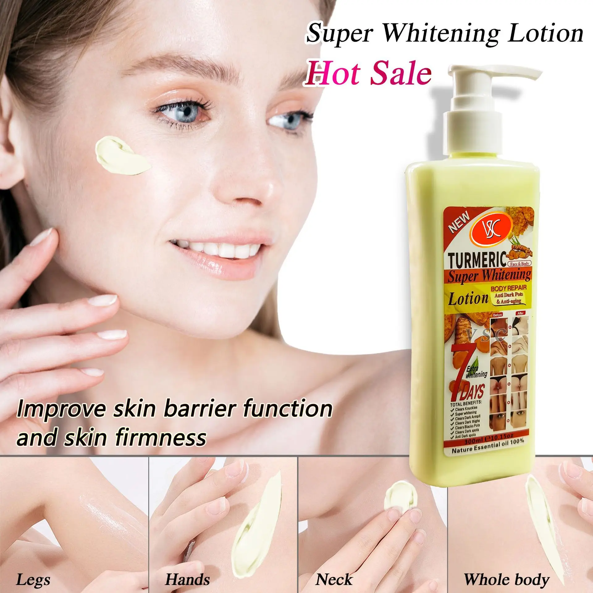 High Quality Turmeric Lotion Skin Care Whitening Cream Brightening Smoothing Moisturizer Nourishing Vitamin C Body Lotion