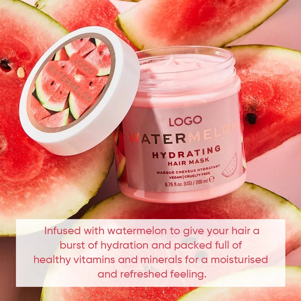 Private Label 200g Hair Protects Treatment Shea Butter Strengthen Refreshing Hydrating Watermelon Hair Mask For Dry Damaged Hair